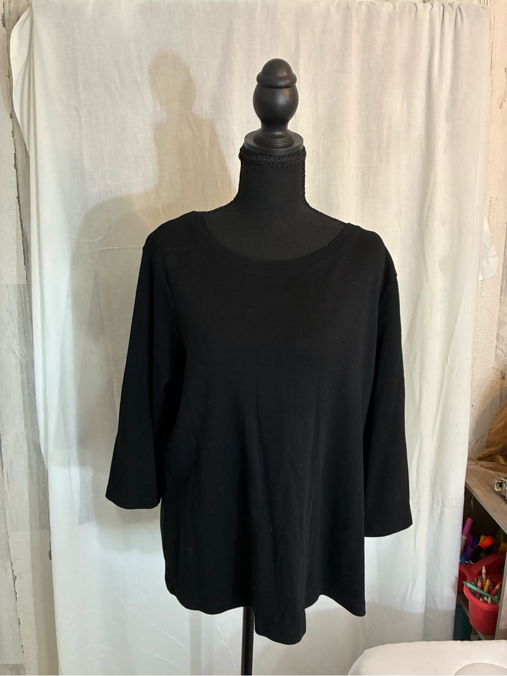 Studio Works Black Scoop Neck Long Sleeve Tee